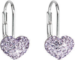 Pavona Szív alakú, lila Swarovski kristályos ezüst lógós fülbevaló 31125.3 (31125.3 VIOLET)