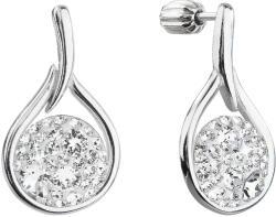 Pavona Fehér csepp alakú, Swarovski kristályos lógós ezüst fülbevaló 31305.1 (31305.1)