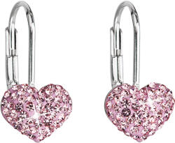 Pavona Szív alakú, rózsaszín Swarovski kristályos ezüst lógós fülbevaló 31125.3 (31125.3 ROSE)