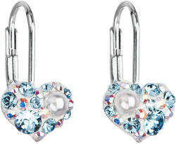Pavona Szív alakú, kék Swarovski kristályos ezüst lógós fülbevaló 31125.9 (31125.9)