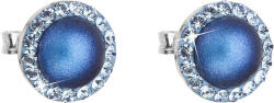 Pavona Kerek, matt, sötétkék gyönggyel és Swarovski kristályokkal díszített ezüst bedugós fülbevaló 31214.3 (31214.3)