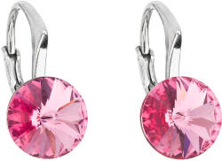 Pavona Kerek, rózsaszín Swarovski kristályos ezüst lógós fülbevaló 31229.3 (31229.3)