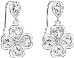 Pavona Fehér Swarovski kristályos, négylevelű lóhere mintás ezüst lógós fülbevaló 31262.1 (31262.1)