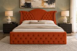 nuko Pat tapițat Chesterfield din catifea Velora Deluxe Classic 180×200 cm, cărămiziu, cu ladă de depozitare