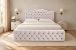 nuko Pat tapițat Chesterfield din catifea Solaria Deluxe Cristal 140×200 cm, crem, cu ladă de depozitare