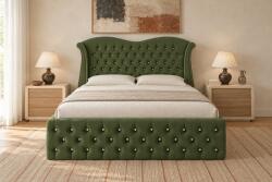 nuko Pat tapițat Chesterfield Avella 160×200 cm, kaki, cu ladă de depozitare