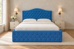 nuko Pat tapițat Chesterfield din catifea Solaria Deluxe Cristal 200×200 cm, albastru, cu ladă de depozitare