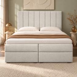 nuko Pat boxspring din catifea Novella cu ladă 140×200 cm, crem