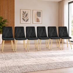 ARTOOL Set 6 scaune bucatarie/living, Artool, Libra, catifea neagra, picioare metal auriu, 45x54x86.5 cm (4020_1-SP6)