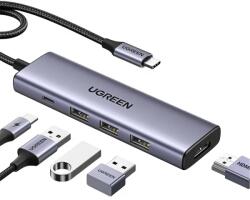 UGREEN USB-C Hub UGREEN CM511 (15596), 3 x USB-A 3.0, HDMI 4K@30Hz, Gri
