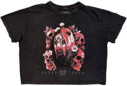 Sleep Token Skull & Flowers Crop Top Charcoal Grey S Női (SLTKCTW30LC01)