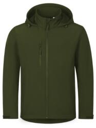 MALFINI Rail férfi Softshell kapucnis pulóver, 4-irányú sztreccs, vízlepergető, bolyhosodásgátló mikropolár belső, állítható kapucni - 548, M, katonai (5486914X)