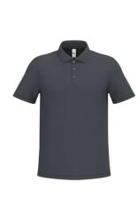 iDeal Basic Férfi galléros póló, 180 g/m2 pamut piké, egyenes szabás, 3 iDeal gomb, Basic IB295, Ideal Dark Grey, 5XL (ib295idg-5xl)