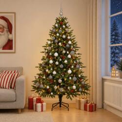 vidaXL Brad de Crăciun artificial cu glob 180 cm 300 LED-uri Alb cald (3467219-3467219)