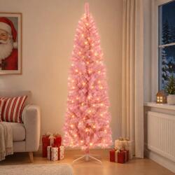 vidaXL Copac Artificial Slăb de Crăciun 240 cm 300 LED-uri Alb cald (3461079-3461079)