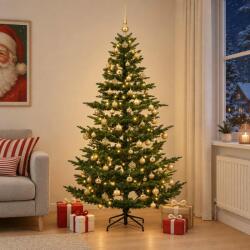 vidaXL Brad de Crăciun artificial cu glob 210 cm 300 LED-uri Alb cald (3466525-3466525)