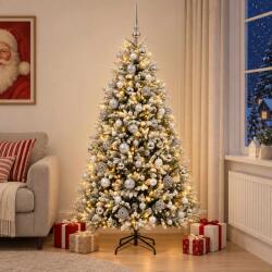  Brad de Crăciun artificial cu globuri 180 cm 300 LED-uri (3466991-3466991)