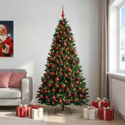 vidaXL Brad de Crăciun artificial, verde închis, cu globuri 210 cm (3466871-3466871)