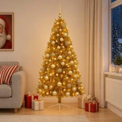 vidaXL Brad de Crăciun artificial cu glob 180 cm 300 LED-uri Alb cald (3460947-3460947)