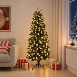 vidaXL Brad de Crăciun artificial cu globuri 240 cm 300 LED-uri (3466618-3466618)