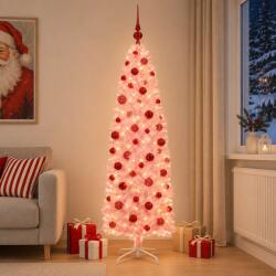vidaXL Brad de Crăciun artificial îngust cu globuri 180 cm 300 LED-uri (3461087-3461087)