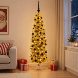  Pom de Crăciun artificial subțire cu globuri 180 cm 300 LED-uri (3461172-3461172)