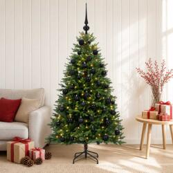  Brad de Crăciun artificial cu globuri 120 cm 150 LED-uri (3465611-3465611)