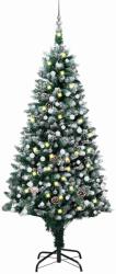 vidaXL Brad Crăciun artificial cu LED-uri/globuri/conuri pin, 210 cm (3077704-3077704)