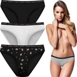 Henderson Ladies női bugyi Háromrészes bugyi bikini 3PAK fekete szürke S