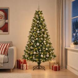 vidaXL Brad de Crăciun artificial cu globuri 180 cm 300 LED-uri (3461352-3461352)
