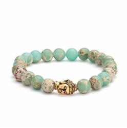 Bodhi Yoga Bodhi Mala szerpentin pasztell színű karkötő Buddha fej medállal