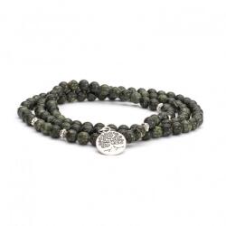 Bodhi Yoga Bodhi Mala Green Serpentine karkötő Az élet fája medállal, zöld színben