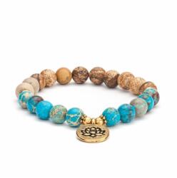 Bodhi Yoga Bodhi Mala karkötő jáspis / kék császári türkiz lótuszvirággal