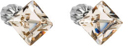 Pavona Négyzet alakú, barna Swarovski kristályos ezüst bedugós fülbevaló 31065.3 (31065.3 LIGT SILK)