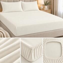 Pucioasa Husa pat din tricot cu elastic saltea 140x200, crem