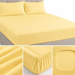 Pucioasa Husa pat din tricot cu elastic saltea 140x200, galben pastel