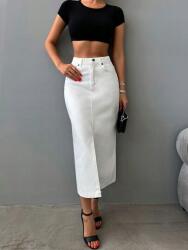 Shein Farmerszoknya Fehér Egyenes Női MIDI S 1DB
