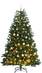 vidaXL Brad de Craciun artificial 180 cm cu 300 LED-uri, globuri roz-auriu si suport (3210146)