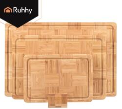 Ruhhy Tocătoare din bambus set 3 buc. cu suport 43x30, 35x25 și 25x18cm 83078 (5900779963191) Tocator