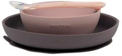 Nattou Set de sufragerie silicon 3 buc violet-roz fara BPA (AGS876797) Set pentru masa bebelusi