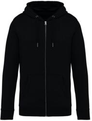 Native Spirit Unisex kapucnis cipzáras pulóver, 350 g/m2, organikus pamut, húzózsinóros kapucni, fleece anyag, Native Spirit NS402, Black, XL (ns402bl-xl)