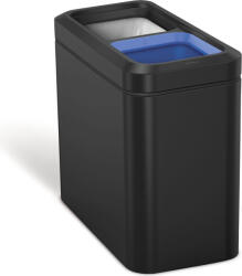 simplehuman Coș de gunoi pentru colectare selectivă Slim Open cu două compartimente 20 l, negru mat (CW2105) Cos de gunoi