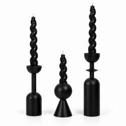 SHP Dark Gyertyatartó Szett Fa Fekete Minimalista 3 darabos (KHM-5900168840782)