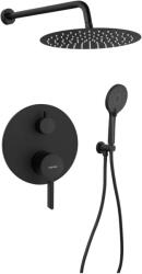 SAPHO Iconic - Set de duș cu baterie încastrată, cu corp, diametru 30 cm, negru mat AF042B-01 (AF042B-01)