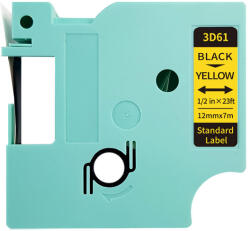 AIMO Etichete compatibile DYMO LabelManager D1 12 mm negru pe galben pentru clasificare, evidentiere si organizare documente, compatibile si cu imprimanta AIMO D1600 3D61 (3D61)
