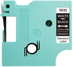 AIMO Etichete compatibile DYMO LabelManager D1 12 mm alb pe negru pentru inventariere, active si organizare profesionala, compatibile si cu imprimanta AIMO D1600 3D35 (3D35)