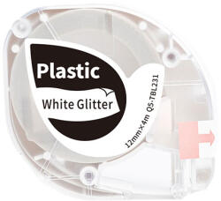 AIMO Etichete AIMO compatibile DYMO LetraTag, 12 mm, negru pe alb cu sclipici, pentru hobby si proiecte creative, Q5-TBL231 (Q5-TBL231)