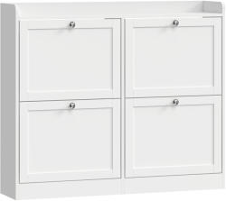 HomCom Pantofar slim cu 4 sertare rabatabile, separatoare reglabile, alb | Aosom Romania (837-839V80WT) Pantofar