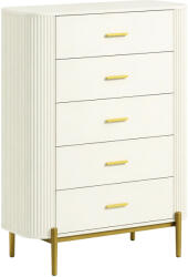 HOMCOM Comodă cu 5 sertare, comodă dormitor cu aspect striat, mânere și picioare metalice, 90x44x120 cm, Gri deschis | Aosom Romania (83D-316V90LG) Comoda
