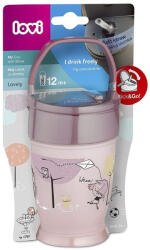 LOVI Cana cu pai, JUNIOR, Lovely, pentru Fată, 250 ml, LOVI Set pentru masa bebelusi